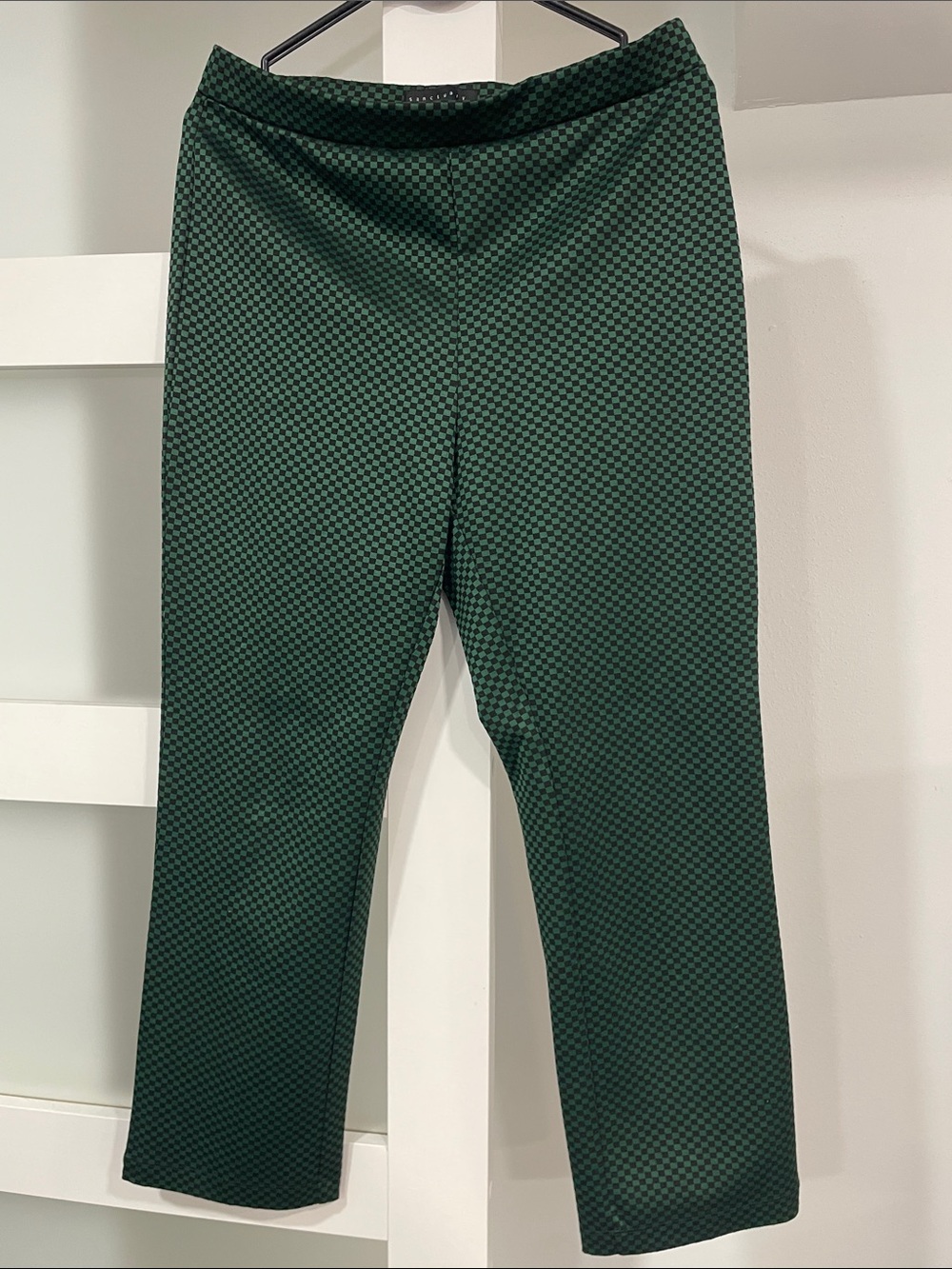 Black and Green Checkered Patterned Pull on Pants